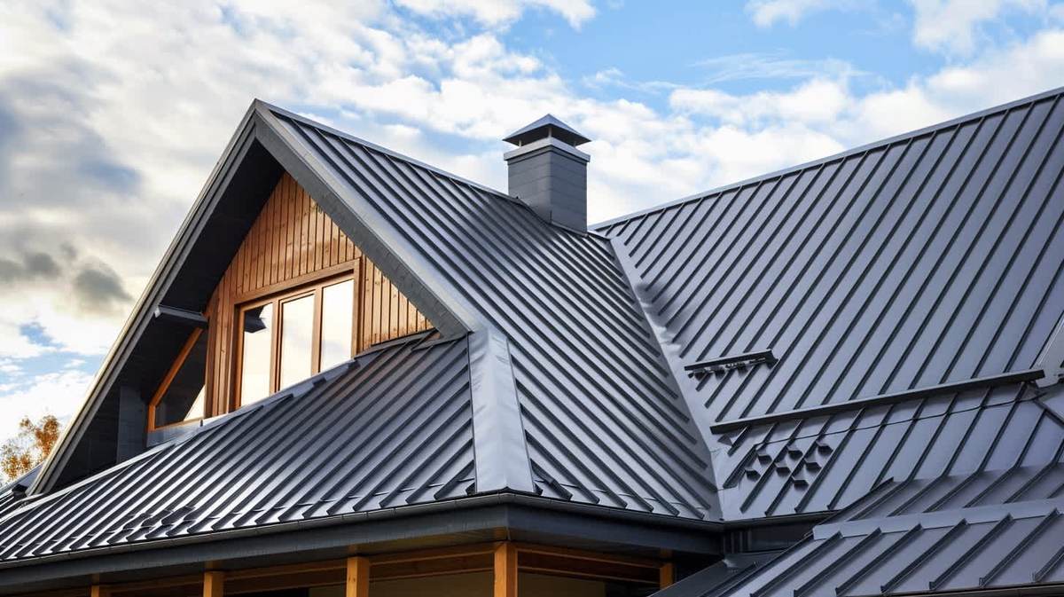 Gaziemir EPDM Kauçuk Çatı – antrasit kenet sistem metal çatıyla kaplanmış müstakil ev